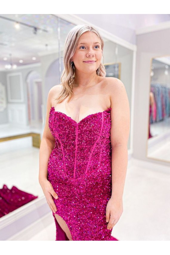 Lantejoulas Veludo Amor Sem Mangas Comboio Varredela Longo Bainha Vestidos de Festa Baratos
