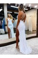 Lantejoulas Veludo Decote V Sem Mangas Comprimento Chão Vestidos de Festa Baratos