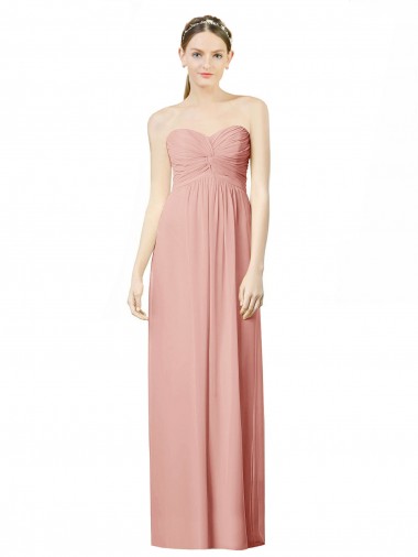 Chiffon Amor Sem Mangas Comprimento Chão Bliss Linha A Vestidos de Madrinha Baratos