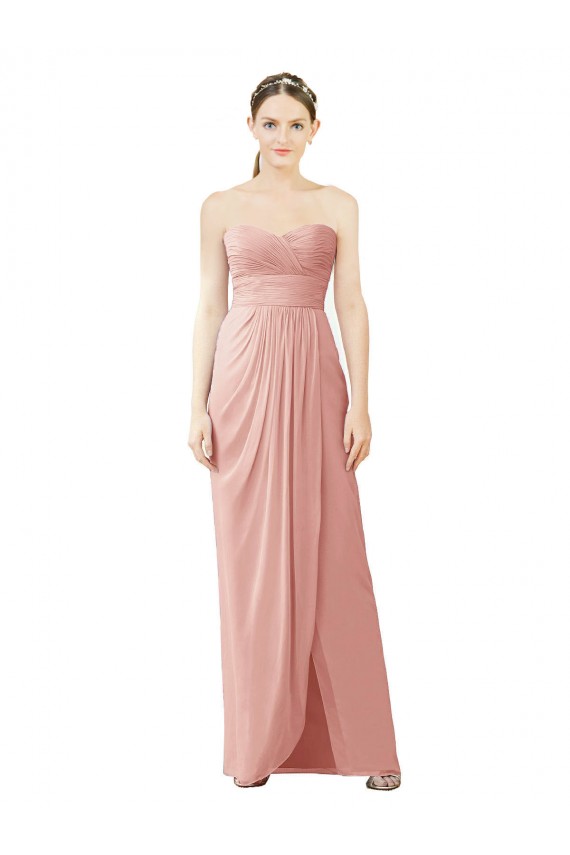 Chiffon Amor Sem Mangas Comprimento Chão Alto Baixo, Vestidos de Madrinha Baratos