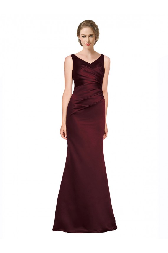 Cetim Decote V Sem Mangas Lombar Comprimento Chão Vestidos de Madrinha / Vestidos de Noite / Vestidos de Festa Baratos