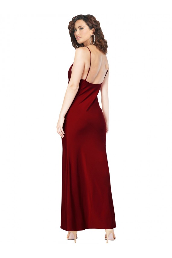 Cetim Sedoso Decote Capuz Sem Mangas Lombar Comprimento Chão Vestidos de Madrinha / Vestidos de Noite / Vestidos de Festa Baratos