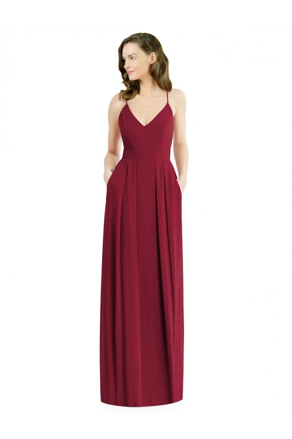 Chiffon Alças finas Sem Mangas Abrir de volta Comprimento Chão Vestidos de Festa / Vestidos de Madrinha Baratos