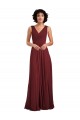 Chiffon Decote V Sem Mangas Costas em V Comprimento Chão Longo Linha A Vestidos de Festa Baratos