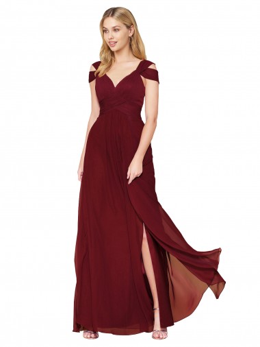 Chiffon Amor Sem Mangas Comprimento Chão Vestidos de Madrinha / Vestidos de Noite / Vestidos de Festa Baratos