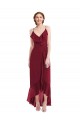 Chiffon Alças finas Sem Mangas Lombar Comprimento Chão Alto Baixo, Vestidos de Madrinha Baratos