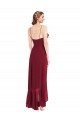 Chiffon Alças finas Sem Mangas Lombar Comprimento Chão Alto Baixo, Vestidos de Madrinha Baratos