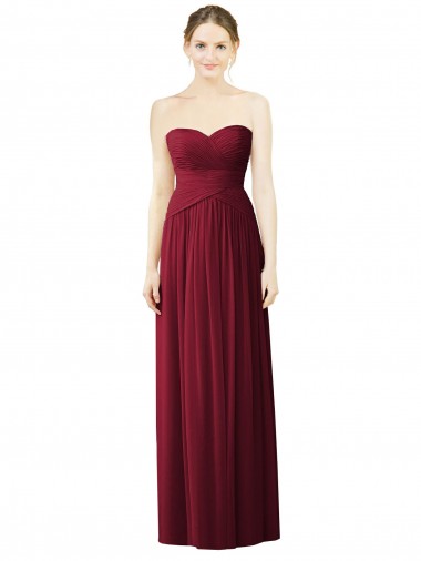 Chiffon Amor Sem Mangas Comprimento Chão Vestido de Noite / Vestidos de Madrinha Baratos