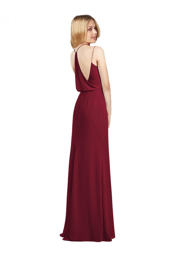 Chiffon Decote V Sem Mangas Comprimento Chão Linha A Vestido de Baile Formais Baratos