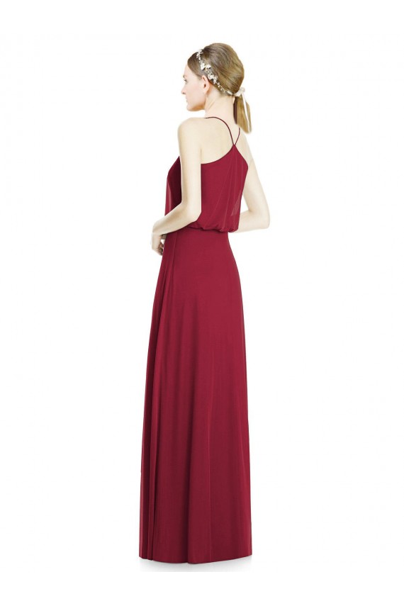 Chiffon Decote V Sem Mangas Comprimento Chão Linha A Vestidos de Madrinha Baratos