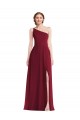 Chiffon Um Ombro Sem Mangas Comprimento Chão Vestido de Madrinha / Vestido Formais Baratos