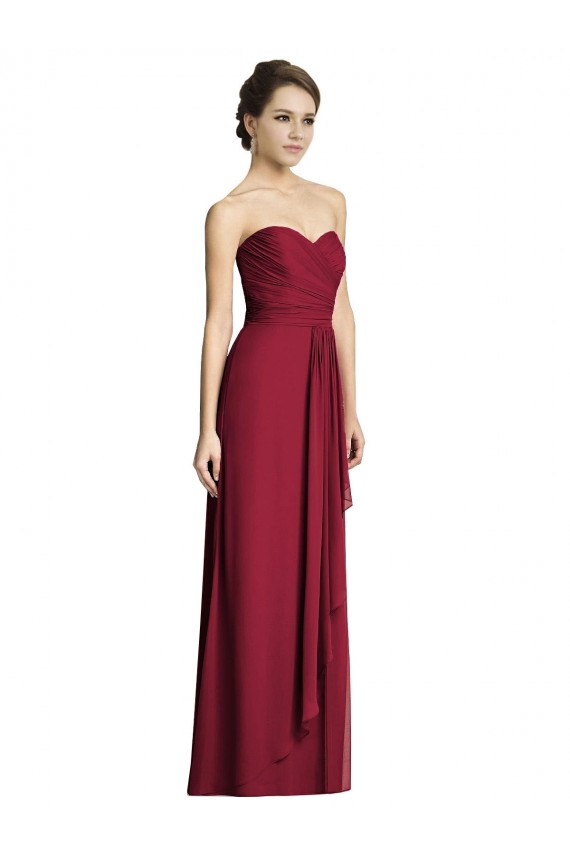 Chiffon Amor Sem Mangas Comprimento Chão Vestidos Formais / Vestidos de Madrinha Baratos