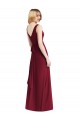 Chiffon Decote V Sem Mangas Costas em V Comprimento Chão Longo Linha A Vestidos de Festa / Vestidos de Madrinha Baratos