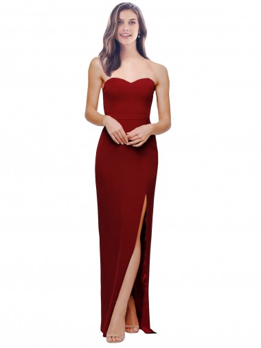 Crepe Esticado Amor Sem Mangas Lombar Comprimento Chão Bainha Vestidos de Madrinha / Vestidos de Noite / Vestidos de Festa Baratos