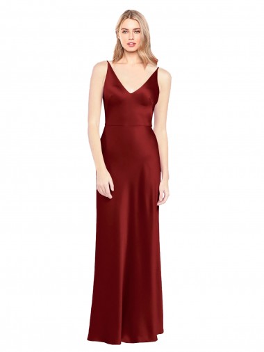 Cetim Elástico Alças finas Sem Mangas Costas em V Comprimento Chão Vestidos de Madrinha / Vestidos de Noite / Vestidos de Festa Baratos