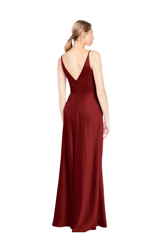 Cetim Elástico Alças finas Sem Mangas Costas em V Comprimento Chão Vestidos de Madrinha / Vestidos de Noite / Vestidos de Festa Baratos