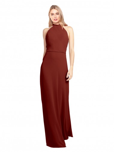 Chiffon Cabeçada Sem Mangas Abrir de volta Comprimento Chão Vestidos de Madrinha / Vestidos de Festa Baratos