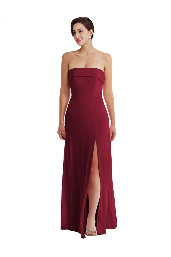 Chiffon Sem alças Sem Mangas Lombar Comprimento Chão Vestidos de Madrinha / Vestidos de Noite Baratos