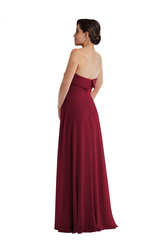 Chiffon Sem alças Sem Mangas Lombar Comprimento Chão Vestidos de Madrinha / Vestidos de Noite Baratos