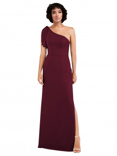 Chiffon Um Ombro Sem Mangas Comprimento Chão Vestidos de Madrinha / Vestidos de Noite Baratos