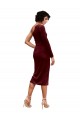 Veludo Elástico Um Ombro Mangas Compridas Comprimento Midi Vestidos de Madrinha / Vestidos de Festa Baratos