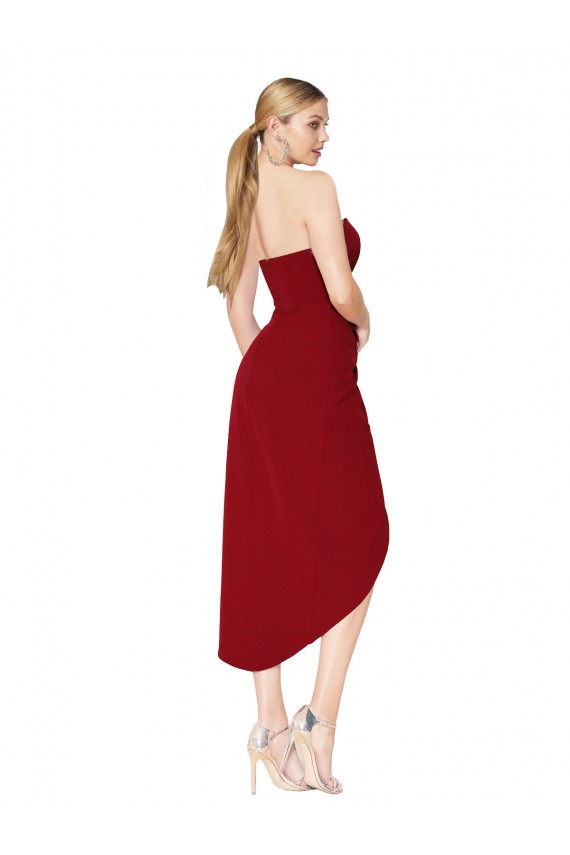 Crepe Esticado Amor Sem Mangas Comprimento Joelho Vestidos de Madrinha / Vestidos de Noite / Vestidos de Festa Baratos