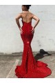Lantejoulas Veludo Amor Sem Mangas Comboio Corte Longo Sereia Vestidos de Festa Baratos