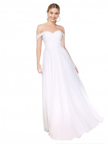 Chiffon Fora do Ombro Sem Mangas Comprimento Chão Vestidos de Madrinha / Vestidos de Noite / Vestidos de Festa Baratos
