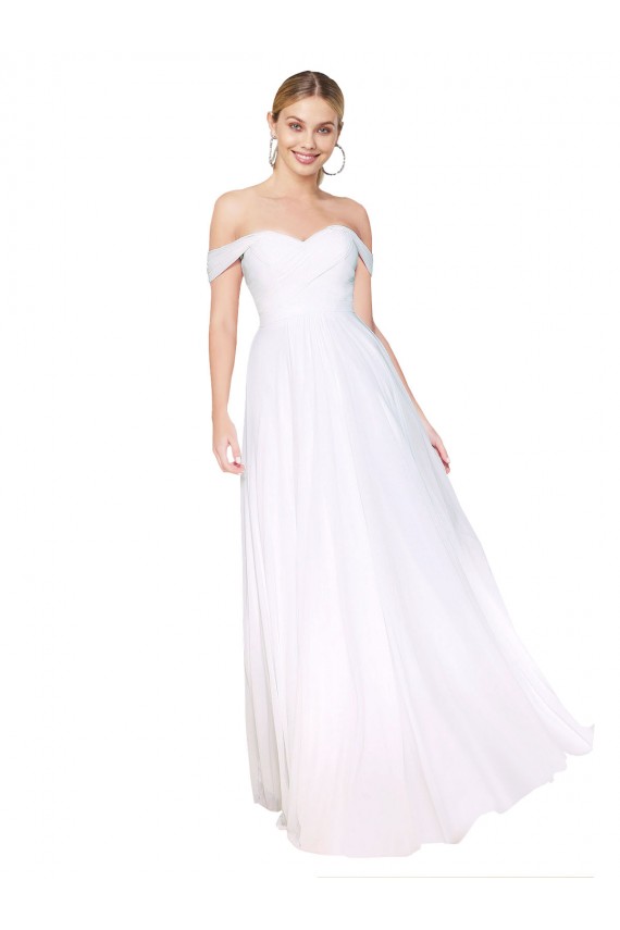 Chiffon Fora do Ombro Sem Mangas Comprimento Chão Vestidos de Madrinha / Vestidos de Noite / Vestidos de Festa Baratos