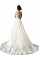 Tule & Renda Amor Sem Mangas Comboio Capela Branco Sereia Vestidos de Noiva Baratos