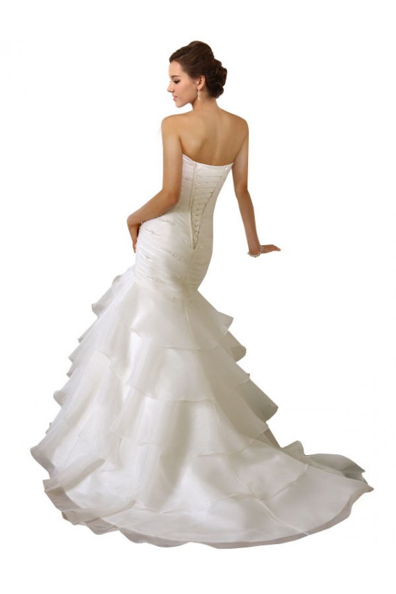 Tule Amor Sem Mangas Comboio Capela Longo Sereia Vestidos de Noiva Baratos