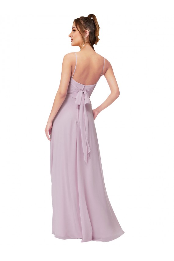 Chiffon Amor Sem Mangas Comprimento Chão Brilho Rosa Linha A Vestidos de Madrinha Baratos