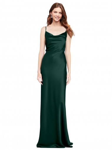 Cetim Elástico Decote Capuz Sem Mangas Costas em V Comprimento Chão Vestidos de Madrinha / Vestidos de Noite / Vestidos de Festa Baratos