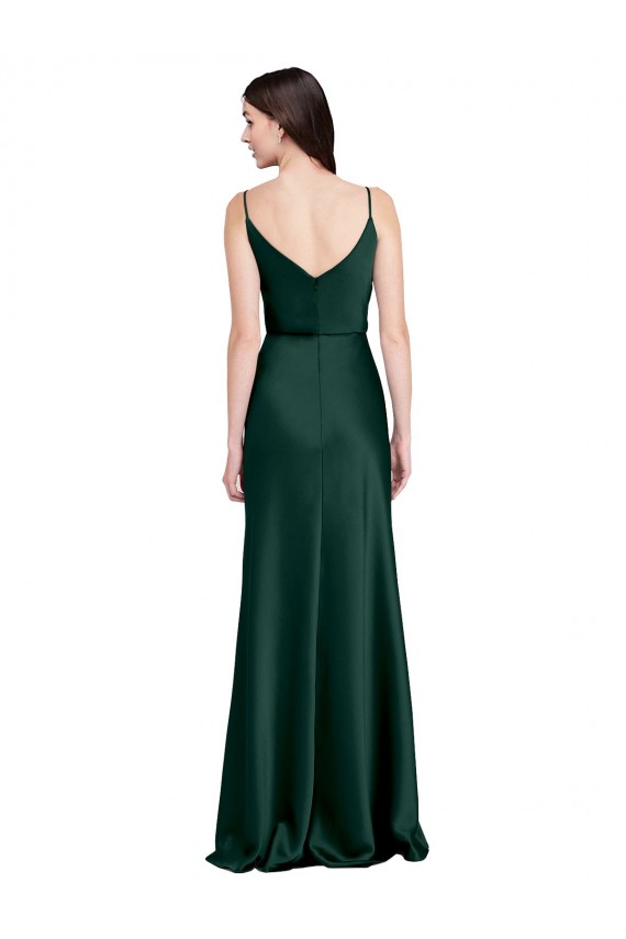 Cetim Elástico Decote Capuz Sem Mangas Costas em V Comprimento Chão Vestidos de Madrinha / Vestidos de Noite / Vestidos de Festa Baratos
