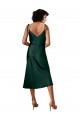 Cetim Elástico Decote Capuz Sem Mangas Comprimento Midi Vestidos de Madrinha / Vestidos de Noite / Vestidos de Festa Baratos