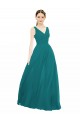 Chiffon Decote V Sem Mangas Comprimento Chão Caçador Verde Linha A Vestidos de Madrinha Baratos