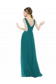 Chiffon Decote V Sem Mangas Comprimento Chão Caçador Verde Linha A Vestidos de Madrinha Baratos