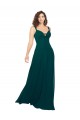 Chiffon Decote V Sem Mangas Lombar Comprimento Chão Caçador Verde Vestidos de Madrinha Baratos