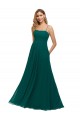 Chiffon Alças finas Sem Mangas Lombar Comprimento Chão Linha A Caçador Verde Vestidos de Madrinha Baratos