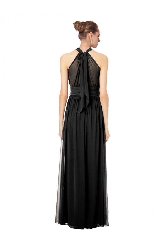 Chiffon Cabeçada Sem Mangas Buraco da fechadura Comprimento Chão Caçador Verde Linha A Vestidos de Madrinha Baratos