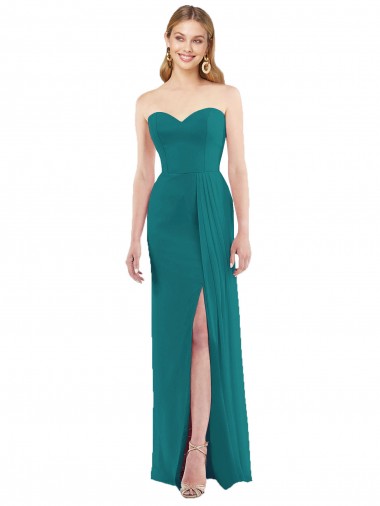 Chiffon Amor Sem Mangas Comprimento Chão Caçador Verde Trombeta Vestidos de Madrinha Baratos