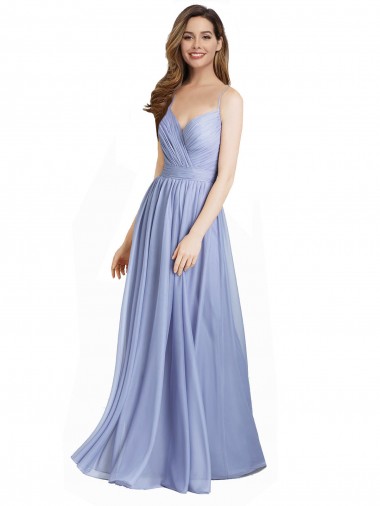 Chiffon & Renda Amor Sem Mangas Abrir de volta Comprimento Chão Vestidos de Madrinha Baratos
