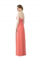 Chiffon Amor Sem Mangas Comprimento Chão Coral Linha A Vestidos de Madrinha Baratos