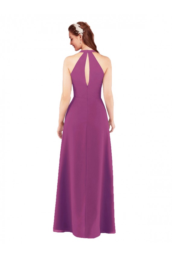 Chiffon Decote V Sem Mangas Buraco da fechadura Comprimento Chão Longo Bainha Vestidos de Madrinha Baratos
