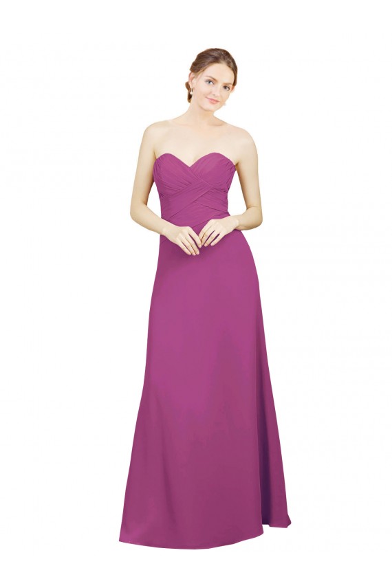 Chiffon Amor Sem Mangas Lombar Comprimento Chão Linha A Longo Vestidos de Madrinha Baratos