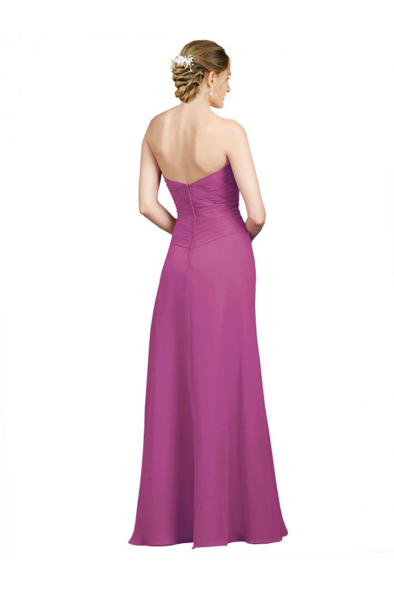 Chiffon Amor Sem Mangas Lombar Comprimento Chão Linha A Longo Vestidos de Madrinha Baratos