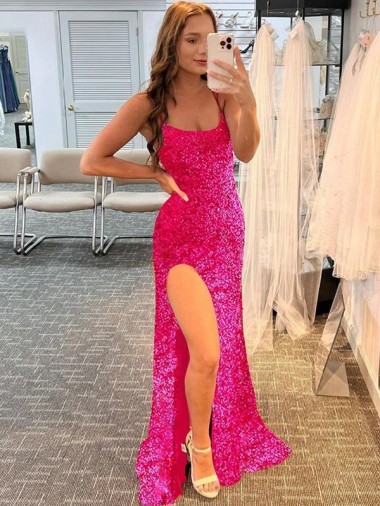 Lantejoulas Veludo Alças finas Sem Mangas Comboio Varredela Bainha Longo Vestidos de Festa Baratos