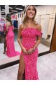 Lantejoulas Veludo Um Ombro Sem Mangas Comboio Varredela Vestidos de Festa Baratos