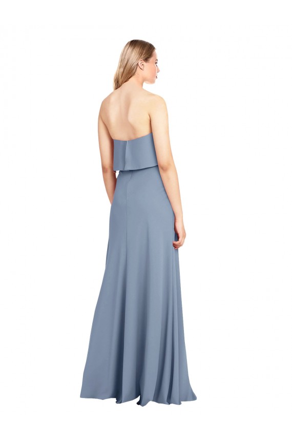 Crepe Esticado Decote Alto Sem Mangas Comprimento Chão Bainha Vestidos de Madrinha / Vestidos de Noite / Vestidos de Festa Baratos