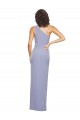 Crepe Esticado Um Ombro Sem Mangas Comprimento Chão Fumo Azul Bainha Vestidos de Madrinha / Vestidos de Noite / Vestidos de Festa Baratos